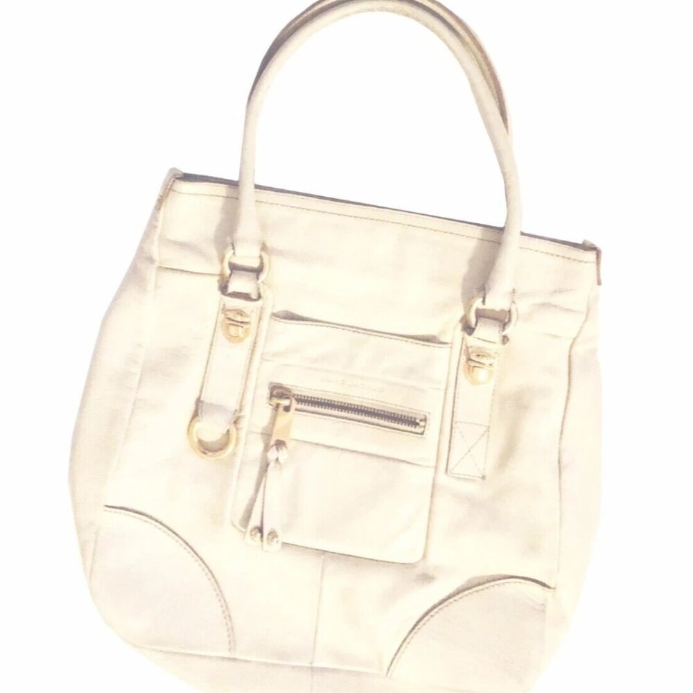Marc Jacobs Vintage 90s Ivory White Leather Large Satchel Bag